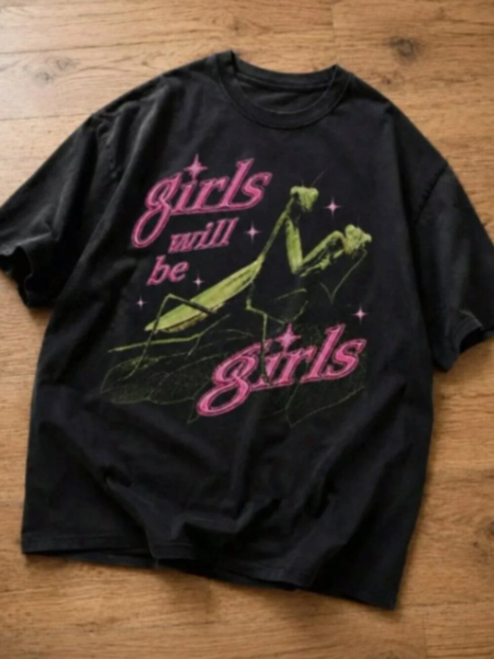 Y2K-inspired Girls Will Be Girls Mantis Goth Baby Tee Y2K Grunge